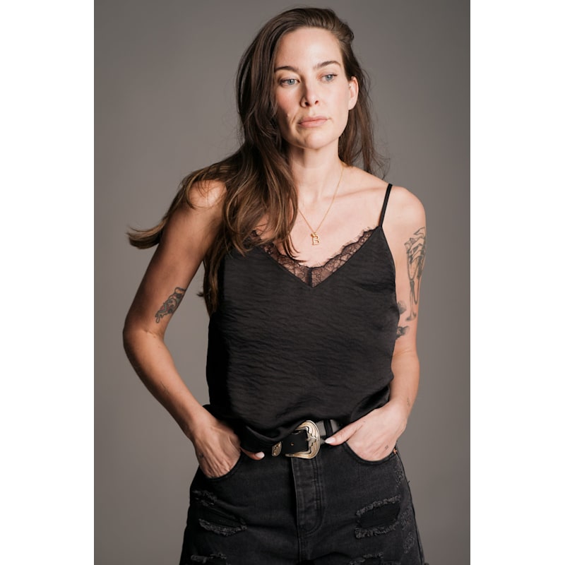 Thumbnail of Nightbird Lace Trim Black Cami Top image