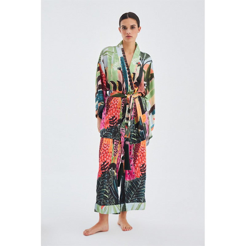 Thumbnail of Shuko Matt Satin Short Kimono - Multicolour image