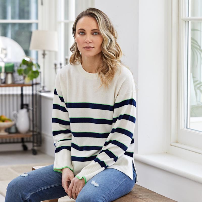 White Striped Sweater Breton Stripe Jumper Women's Breton Stripe