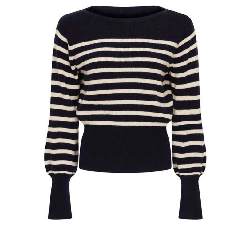 Thumbnail of Breton Navy & Cream Lurex Stripe Wool & Cashmere Jumper image