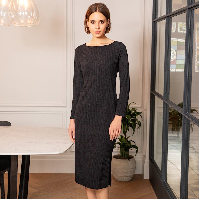 Thumbnail of Noelle Rib Knit Jumper Dress Black image