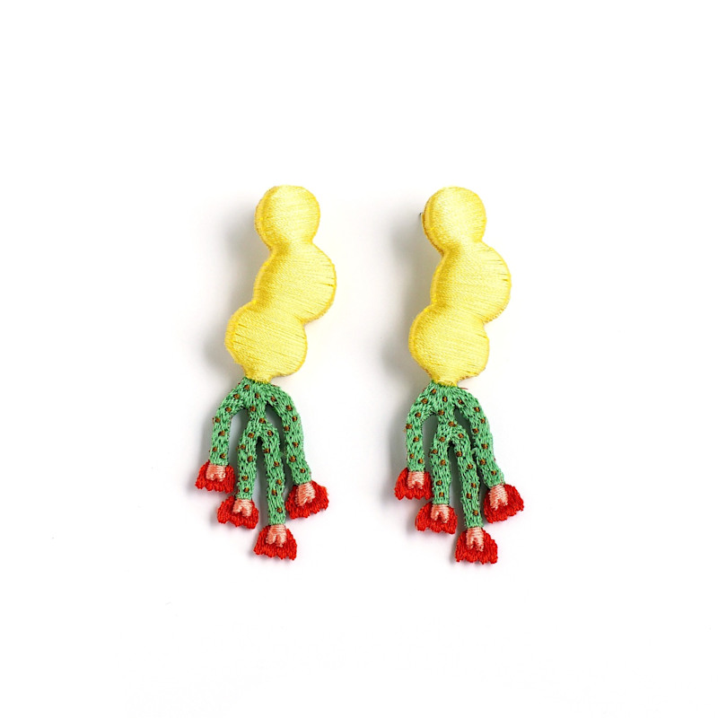 Thumbnail of Noi Soft Cushioned Embroidered Earrings - Yellow image