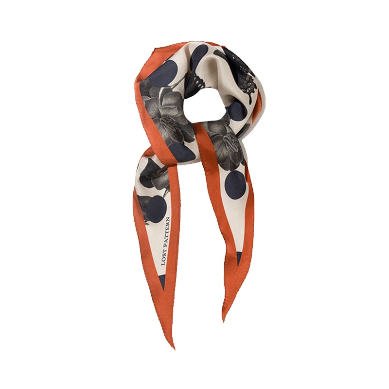 Thumbnail of "Noir Floral" Silk Diamond Scarf image