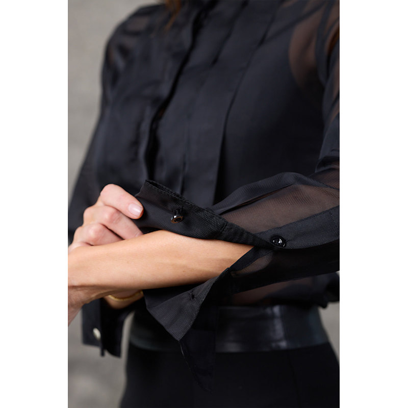 Thumbnail of Noir Pleated Chiffon French Cuff Shirt image