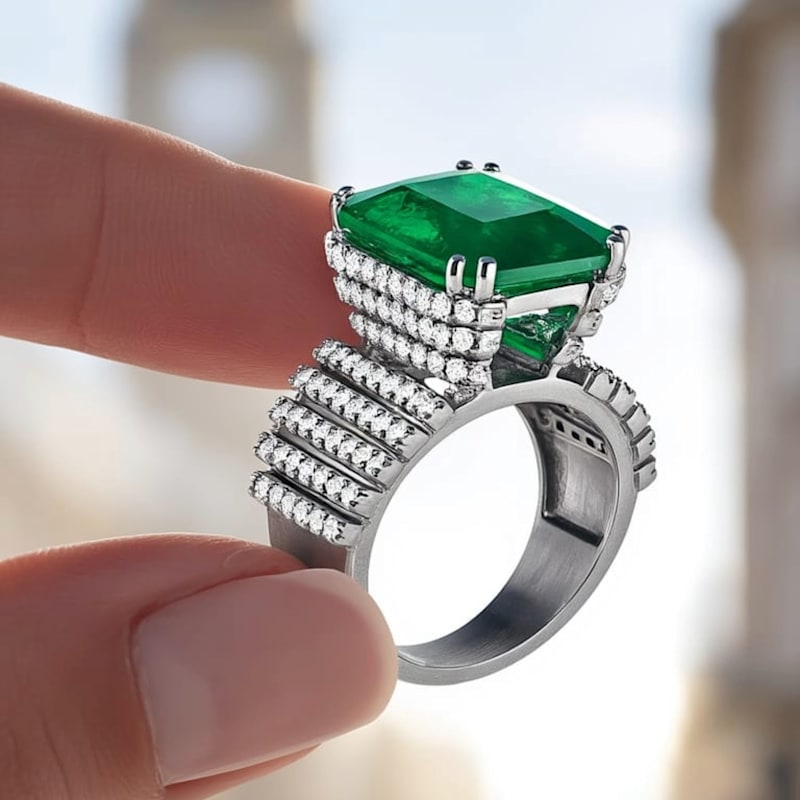 Thumbnail of Noir Prism Green Crystal Ring image