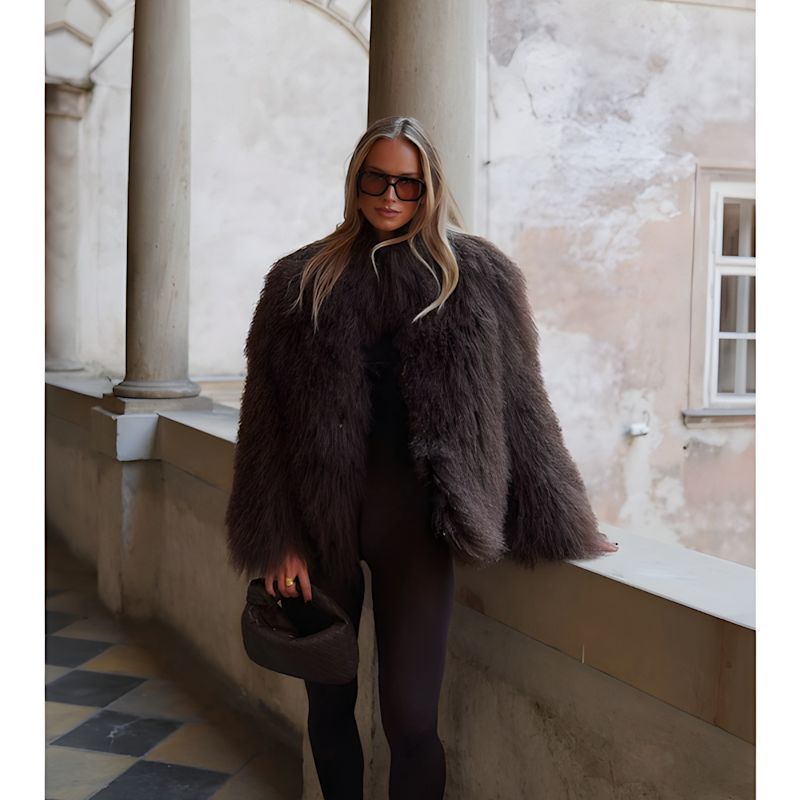 Thumbnail of Nomi Fame Shearling Chocolate Coat image
