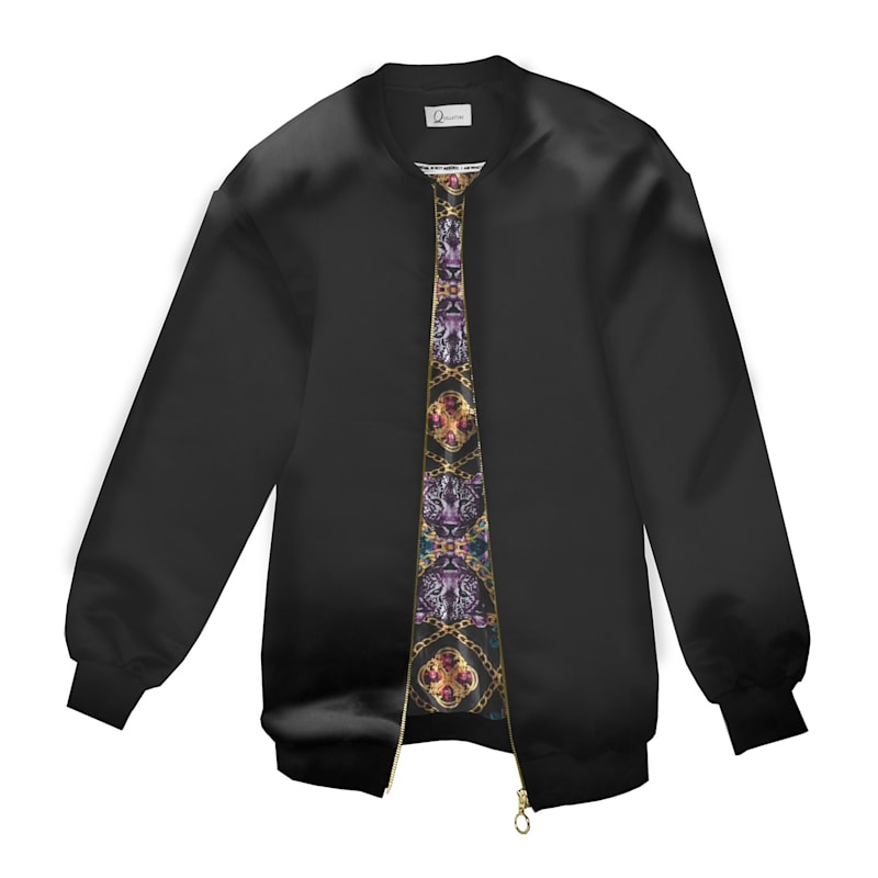 Thumbnail of Black Satin Bomber Jacket image