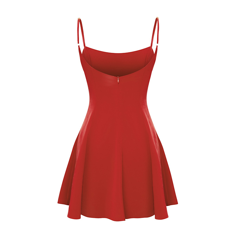 Thumbnail of Nora Strap Mini Dress With Open Back In Coral image