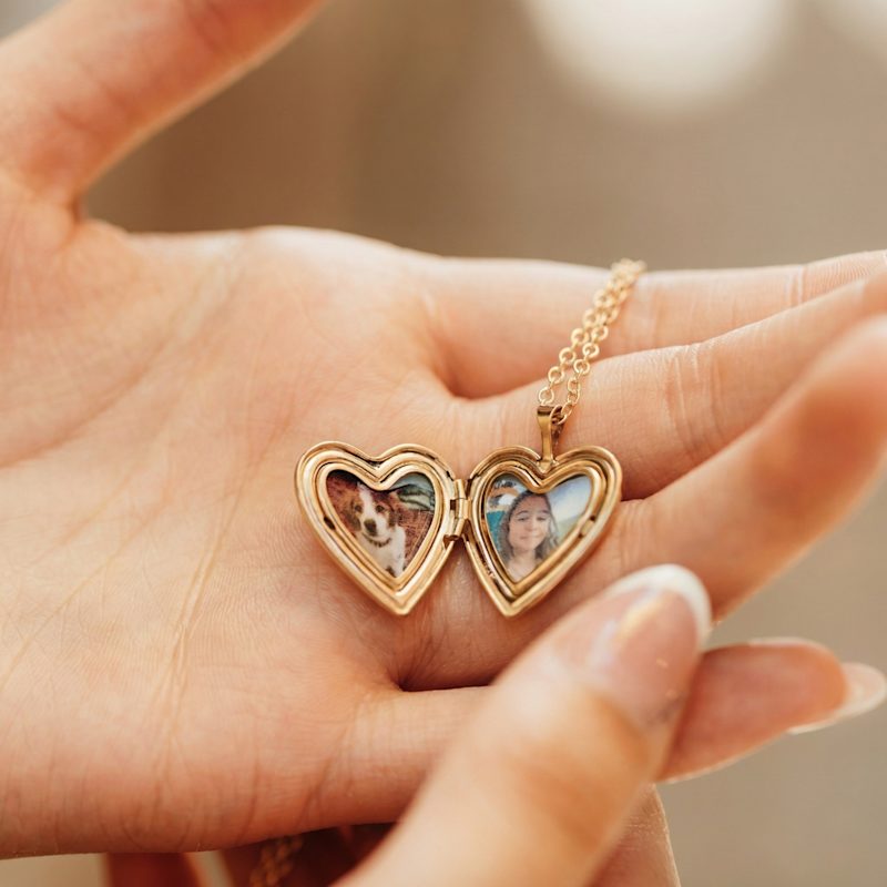 Thumbnail of Personalized North Star Heart Locket Necklace In Gold Filled image