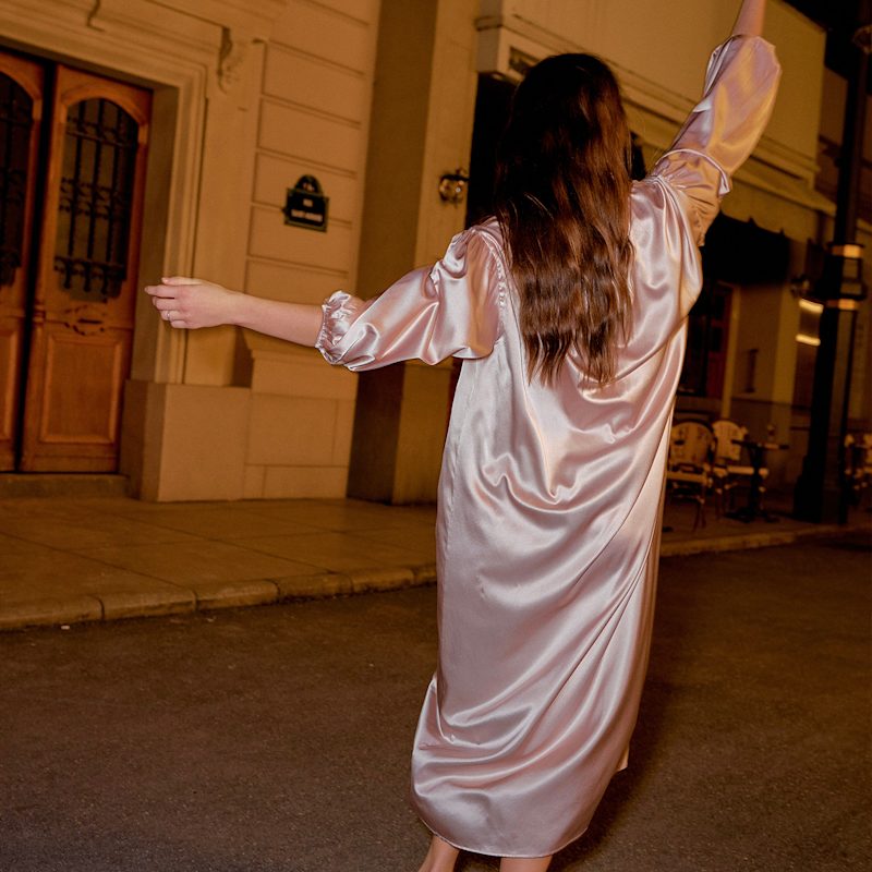 Thumbnail of After-Party Vintage Silk Blouse Dress - Rose Pink image