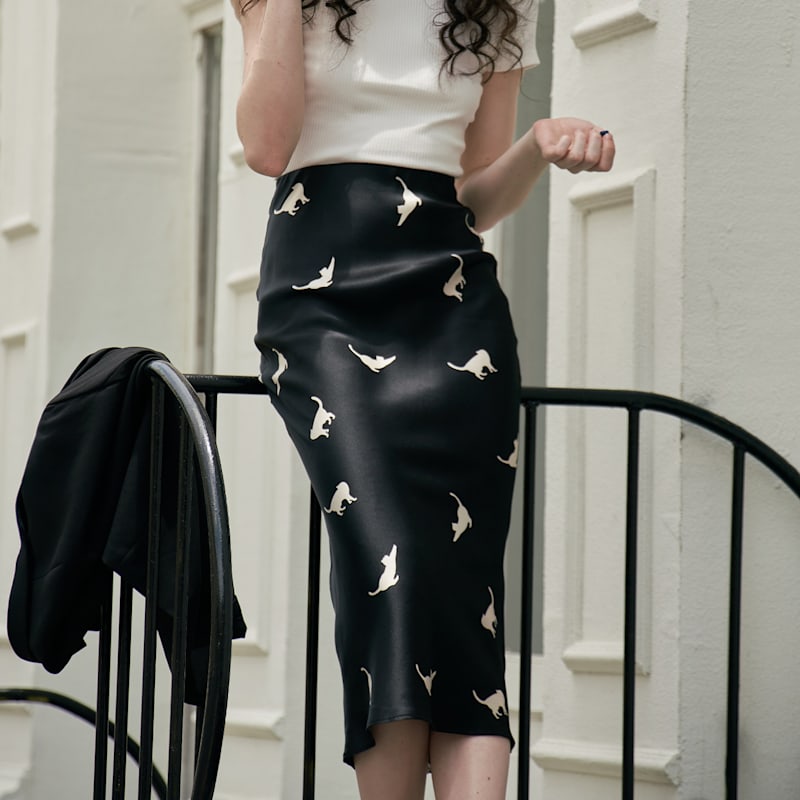 Thumbnail of Cats Edition Long Silk Pencil Skirt image