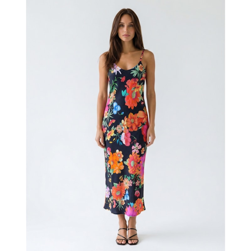 Thumbnail of Not Your Darling Bias Cut Midi Slip Dress - Paradise Lost image