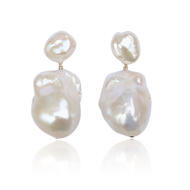 Thumbnail of Nova Large Baroque Pearl Drop Gold Filled Earrings image