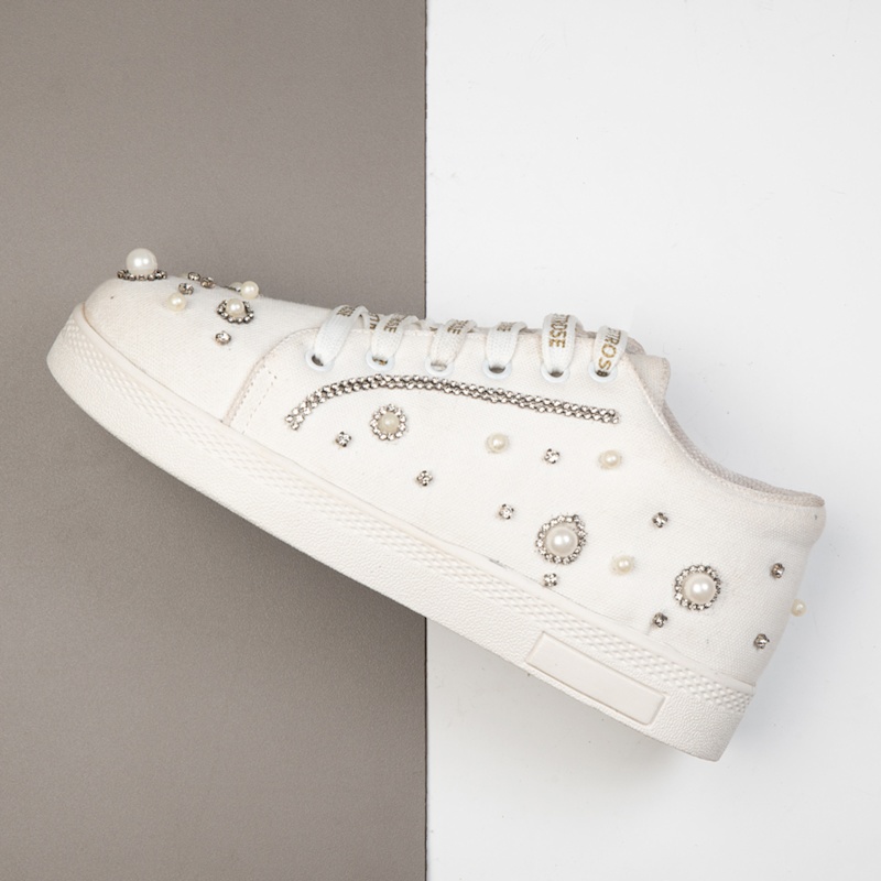 Thumbnail of Nova Luxury White Suede Handmade Embellished Tennis Shoe image