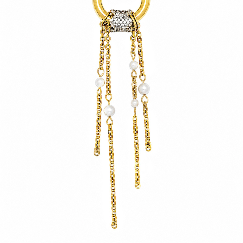Thumbnail of Nova Pearl Chain Hoop Earrings image