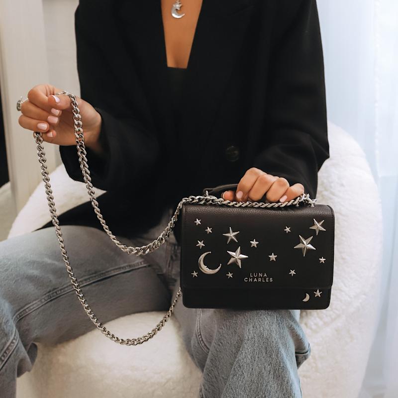 Nova Star Studded Handbag - Black & Silver | LUNA CHARLES | Wolf