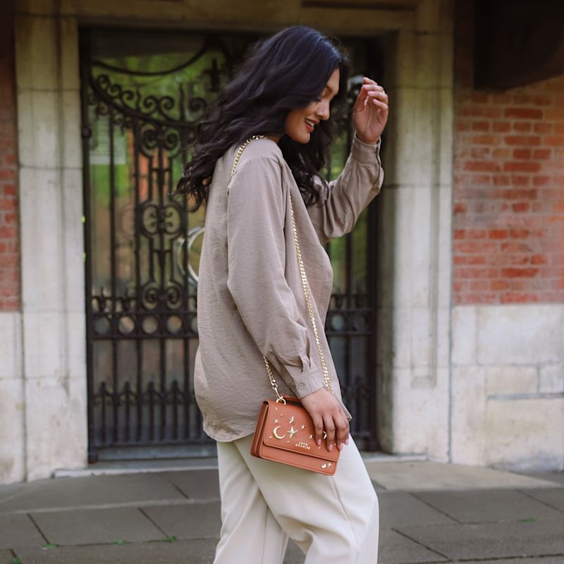 Nova Star Studded Handbag - Tan & Gold | LUNA CHARLES | Wolf & Badger