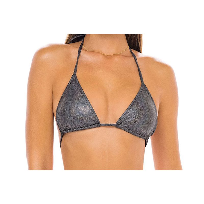 Thumbnail of Nova Triangle Bikini Top - Glitter Black image