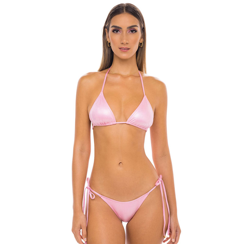 Thumbnail of Nova Triangle Bikini Top - Glitter Pink image