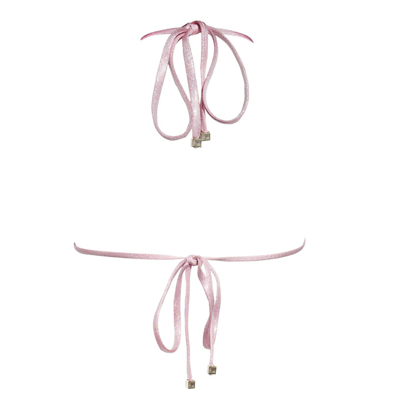 Thumbnail of Nova Triangle Bikini Top - Glitter Pink image