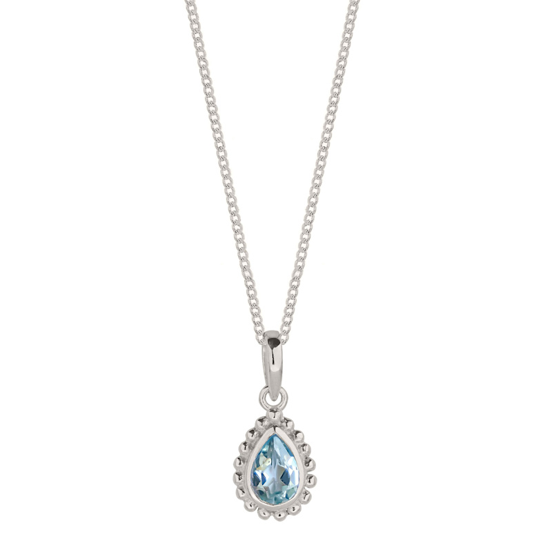 Thumbnail of November Birthstone Sterling Silver Necklace - Blue Topaz image