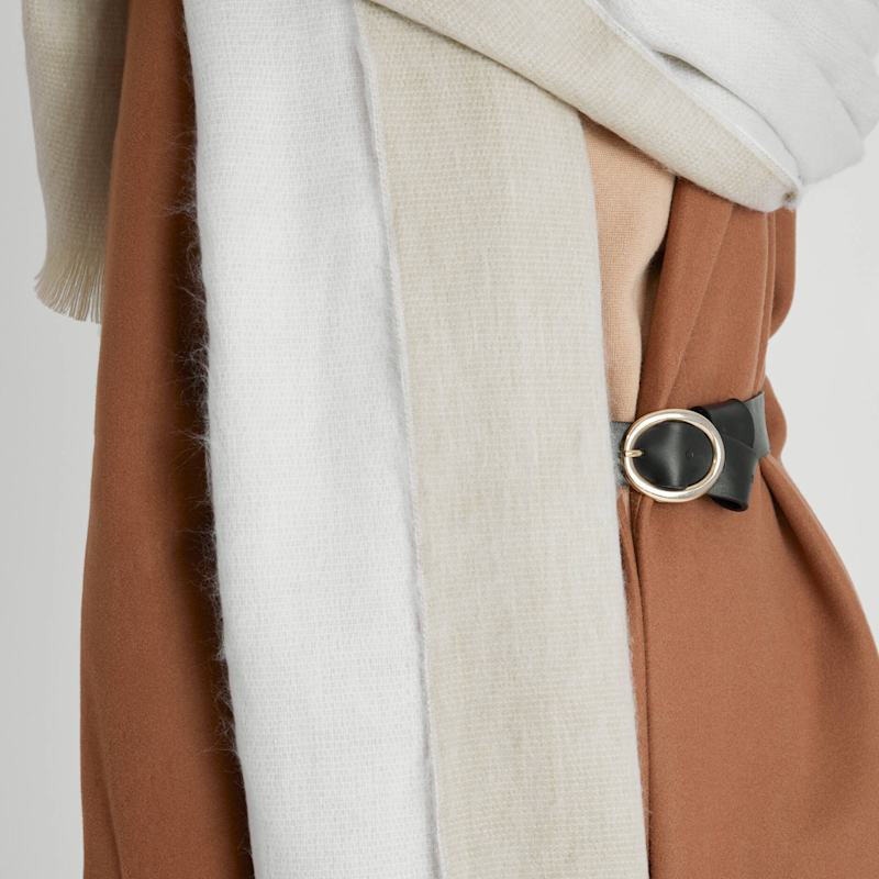 Thumbnail of Double Scarf/Shawl Beige & White Alpaca Wool image