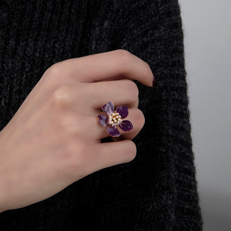 Thumbnail of Purple Cherry Blossom Flower Adjustable Ring image