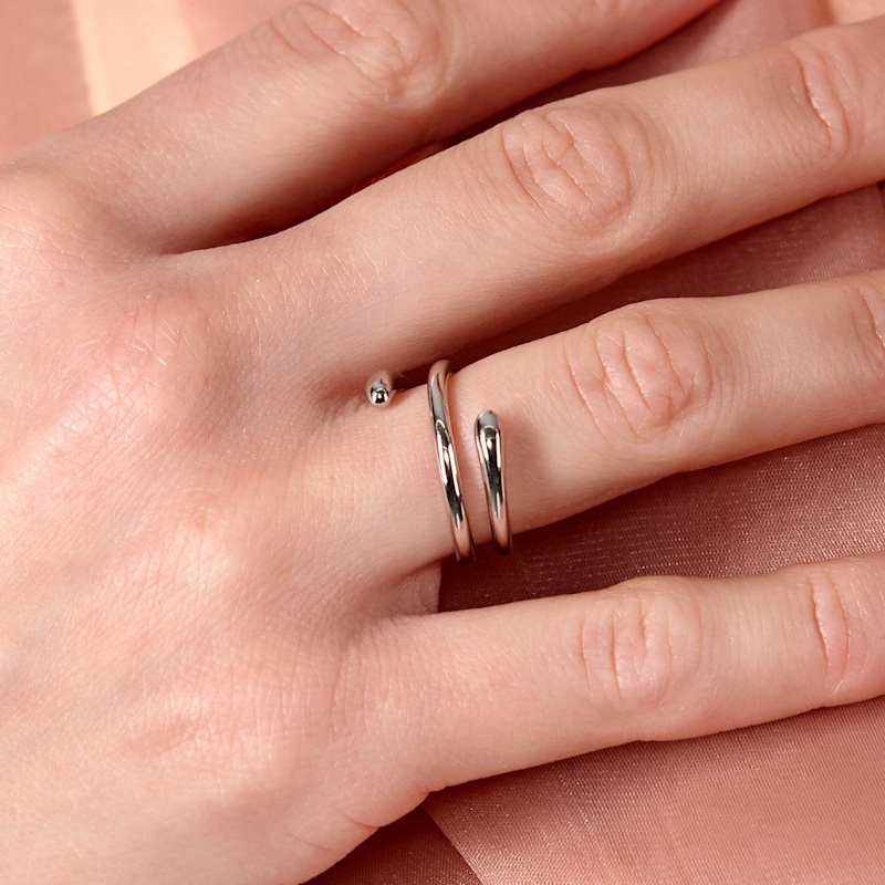 Thumbnail of Sterling Silver Coil Drop Ring image