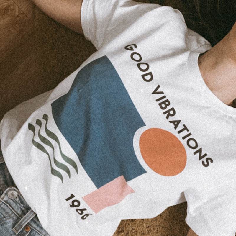 Thumbnail of Good Vibrations Oversized Retro Slogan T-Shirt image