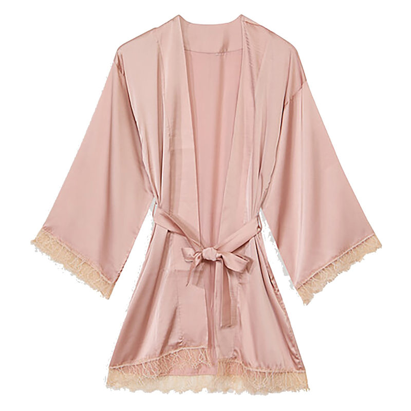 Thumbnail of Nude Lace Trimmed Robe image