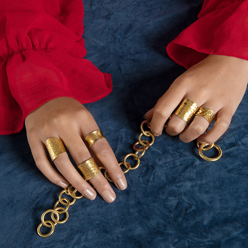 Thumbnail of Nudo Gold Dotted Ring - Fully Size Adjustable image