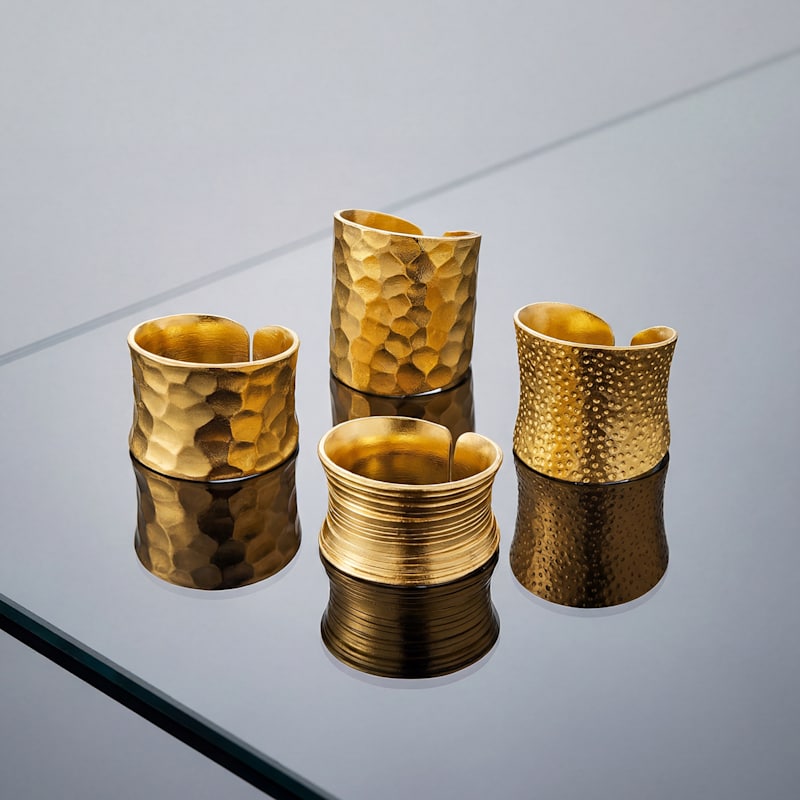 Thumbnail of Nudo Gold Short Hammered Ring - Fully Size Adjustable image