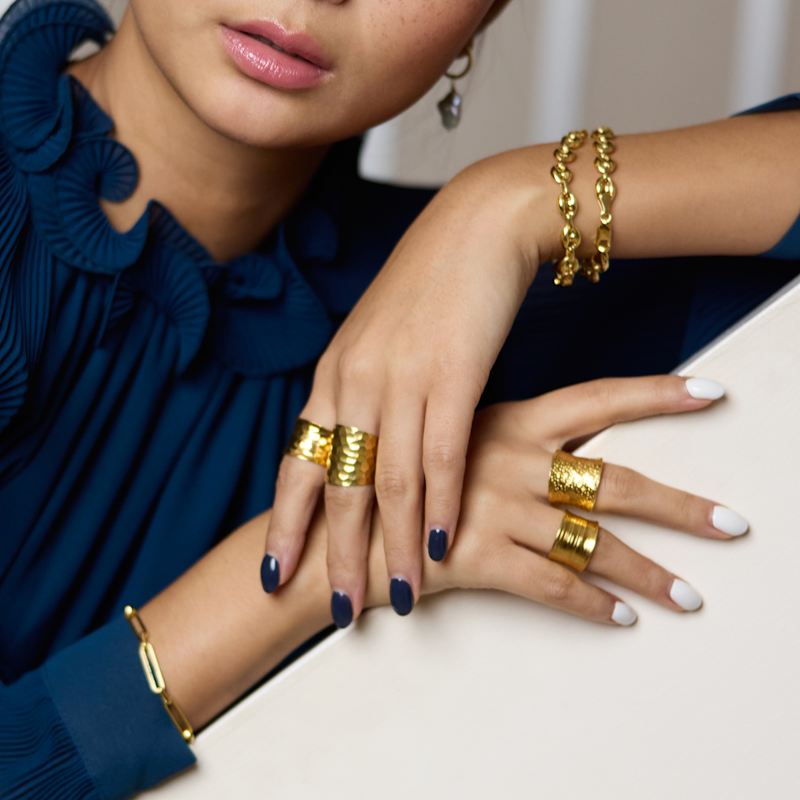 Thumbnail of Nudo Gold Dotted Ring - Fully Size Adjustable image