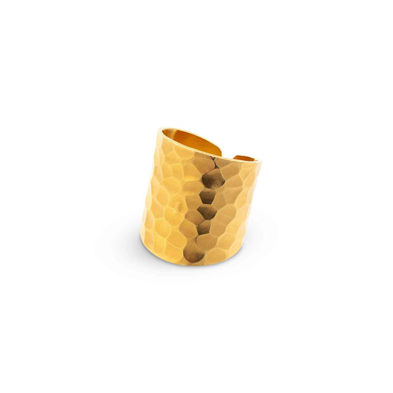 Thumbnail of Nudo Gold Long Hammered Ring - Full Size Adjustable image
