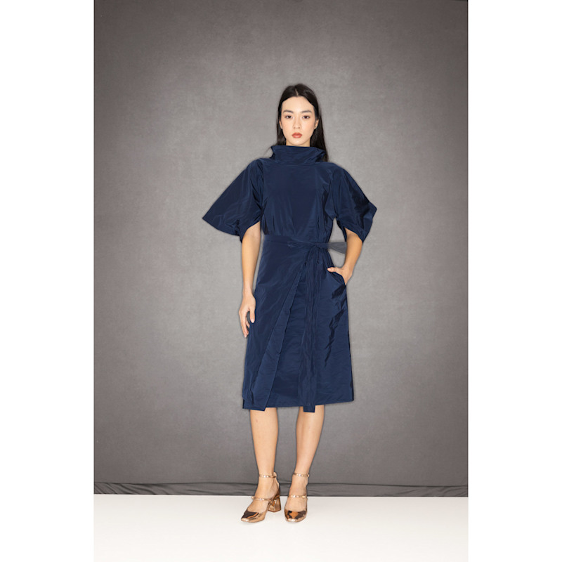 Thumbnail of Nunnery Dress In Navy Taffeta image