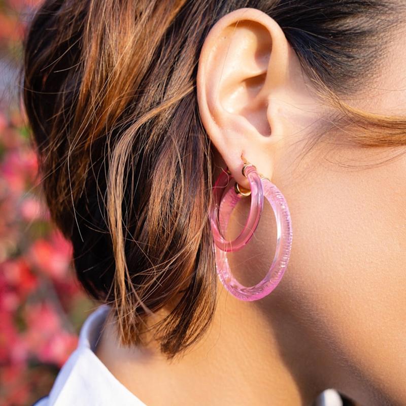 Thumbnail of Thin Kate Hoops In Pink image