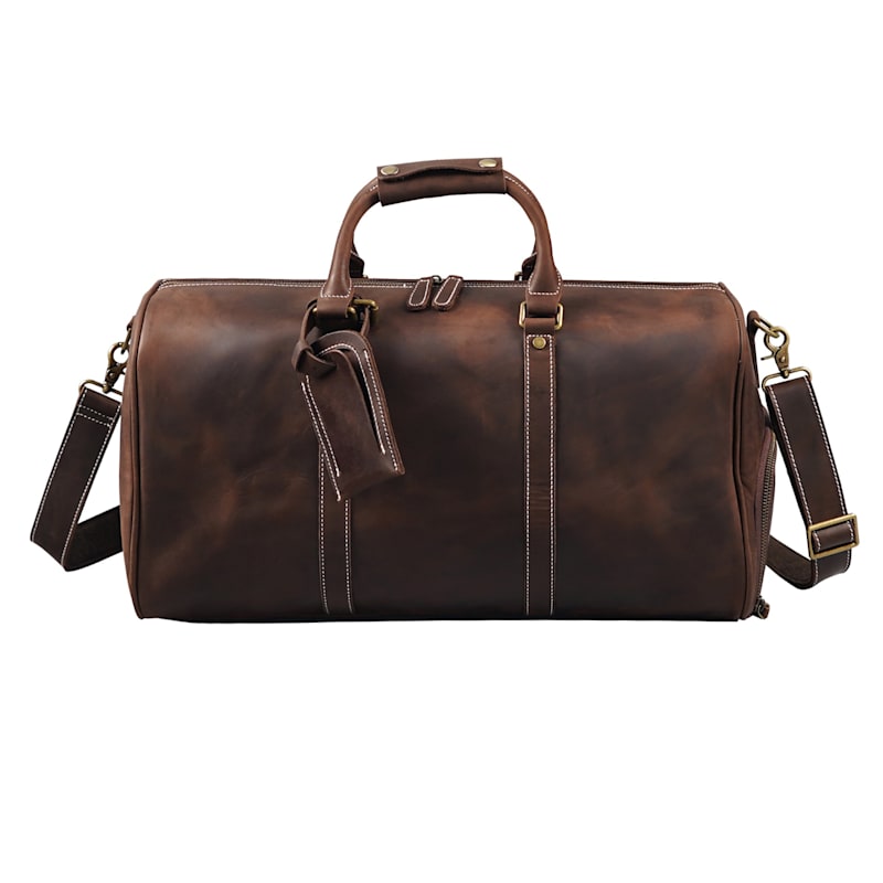 Thumbnail of Leather Over Night Bag With Shoe Storage - Dark Brown image