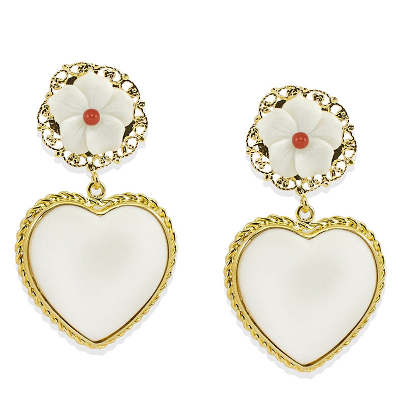 Thumbnail of Be My Lover Porcelain & Coral Earrings image