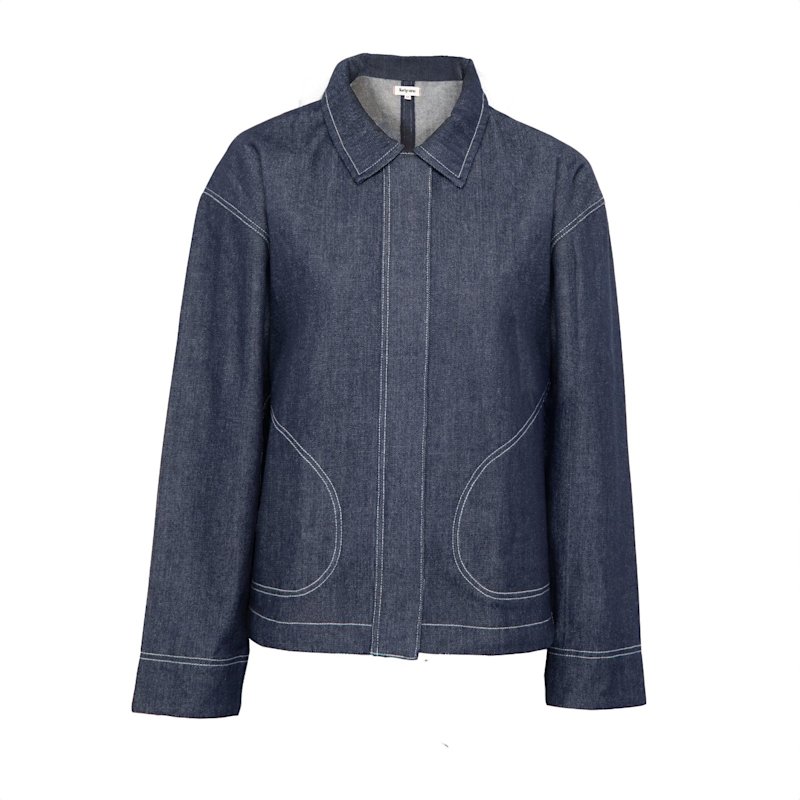 Women's Blue Contrast Stitch Oversized Denim Jacket | Medium | Forty One