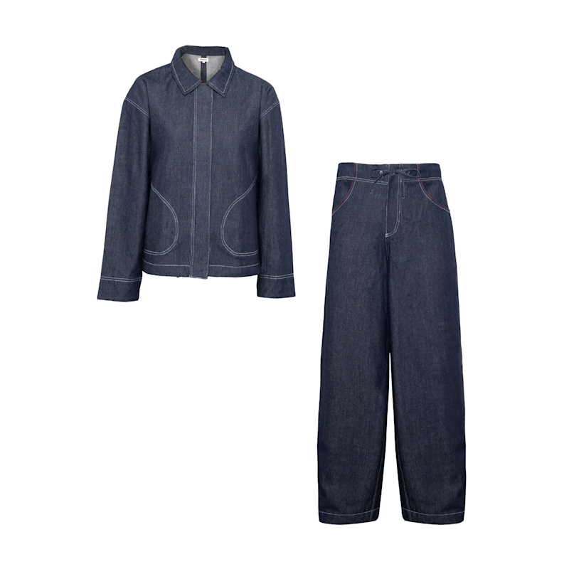 Thumbnail of Contrast Stitch Oversized Denim Co-Ord Set image