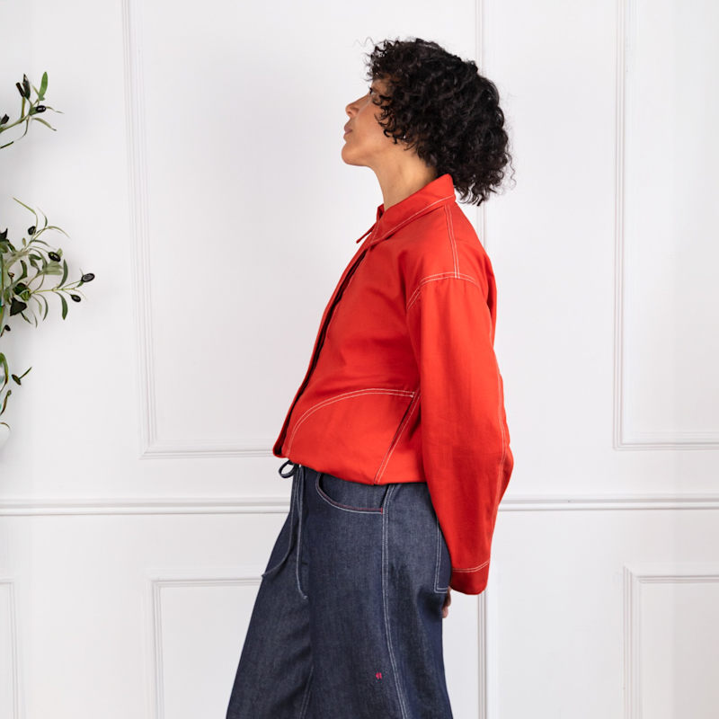 Thumbnail of Contrast Stitch Oversized Red Jacket image