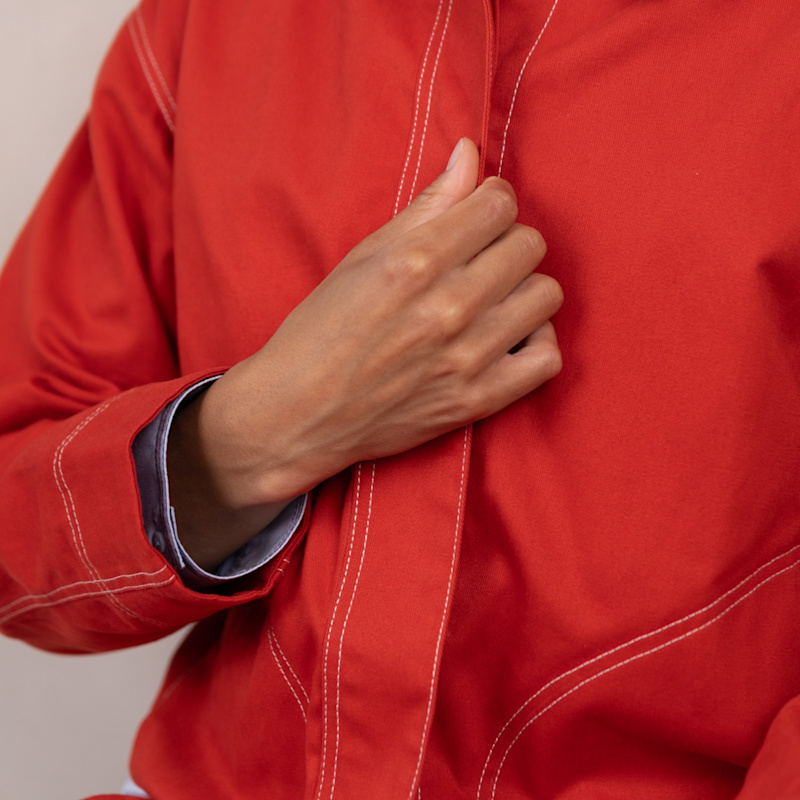Thumbnail of Contrast Stitch Oversized Red Jacket image