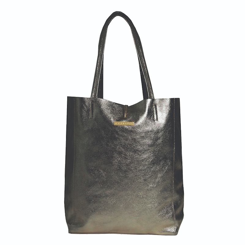 Thumbnail of Milan Soft Leather Tote Bag In Gunmetal image