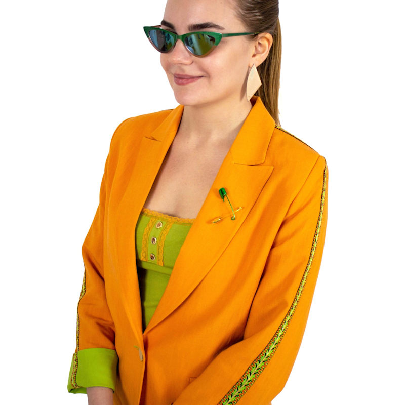 Thumbnail of Tailored Viscose Linen Orange Blazer Jacket image