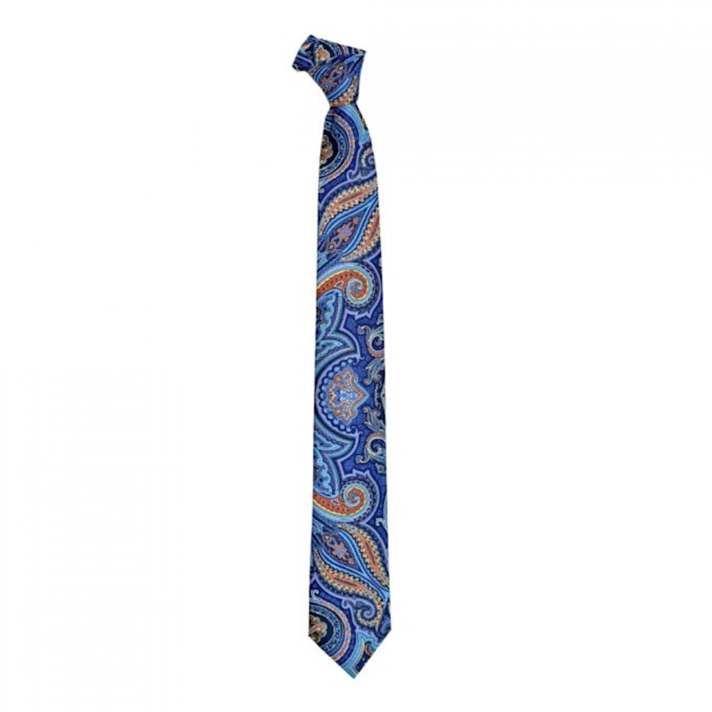 Thumbnail of Paisley Printed Tie – Blue Orange image