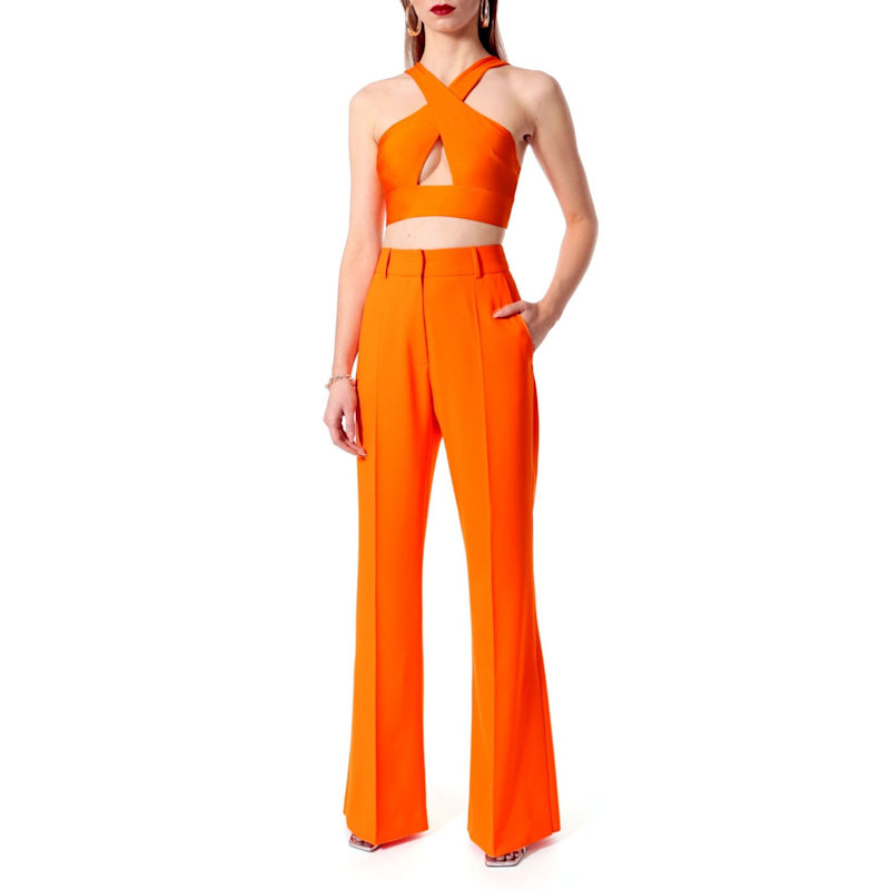 Thumbnail of Camilla Neon Orange Flared Pants - Long image