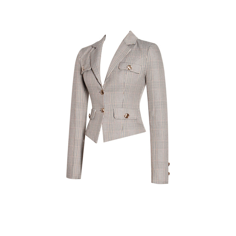 Thumbnail of Oakley Brown Plaid Preppy Style Blazer Jacket image