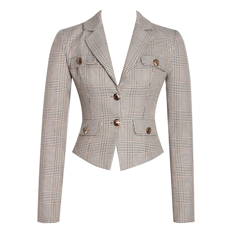 Thumbnail of Oakley Brown Plaid Preppy Style Blazer Jacket image