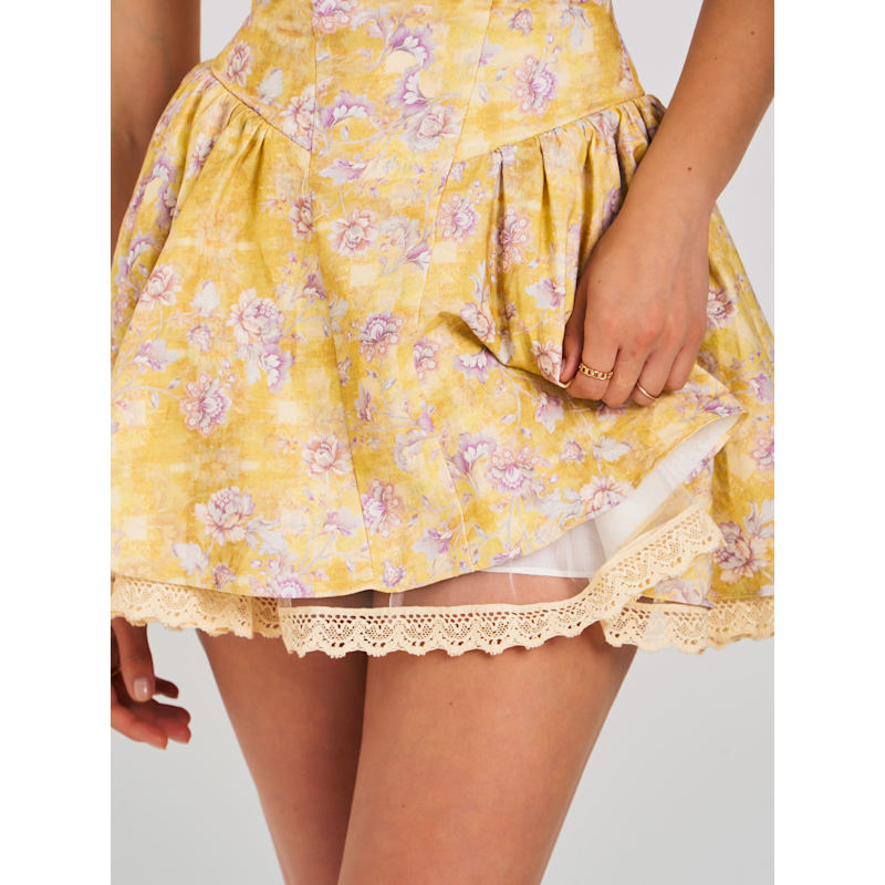 Oana Floral Print Linen Collared Off Shoulder Mini Dress | Miss Circle New  York | Wolf & Badger