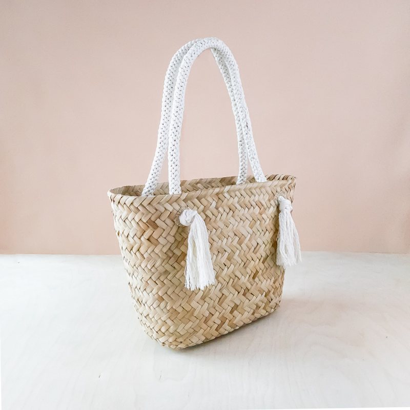 Thumbnail of Oat Large Classic Tote Bag With Braided Handles image